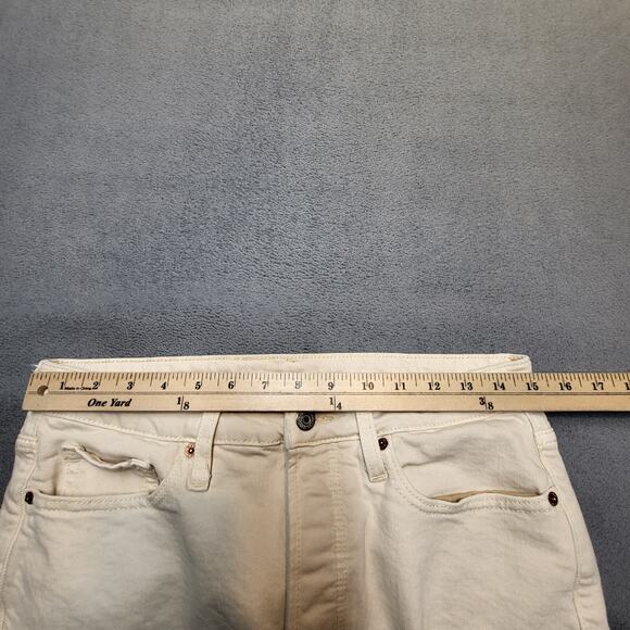 Old Navy Jeans Womens 8 Tan OG Straight Distressed Denim Stretch Button Fly - Picture 9 of 11